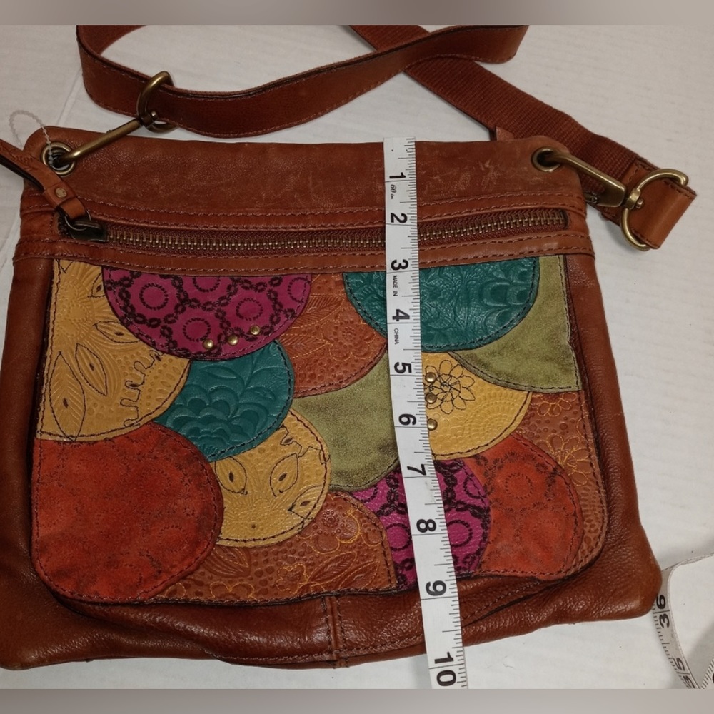 Fossil Leather Multicolor Patchwork Crossbody - image 3
